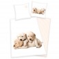 Mobile Preview: Bettwäsche mit Hundewelpen in weiß mit Fotomotiv
