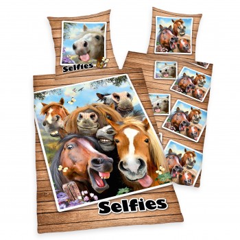 Pferde Bettwäsche Selfies - 100% Baumwolle