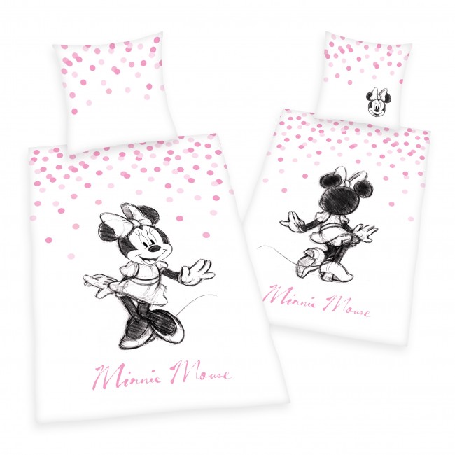 Disney Mickey Maus Bettwäsche mit Minnie in weiß/rosa
