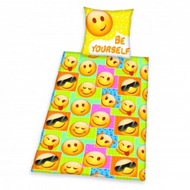 Jugendbettwäsche Emoji mit bunten Smileys